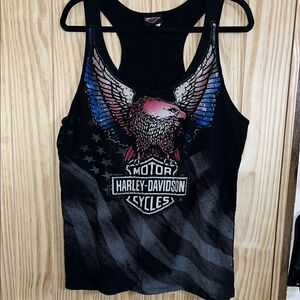 Harley-Davidson Black Tank Top with Patriotic Eagle Ladies 3XL